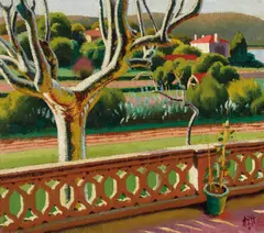 Weaver Hawkins, View Terrace (South of France) 1924, 1924, oil on canvas on board