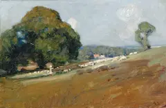 A Summer Field c1905 by Arthur Streeton, c1905, oil on canvas on board, offered Mar 2024