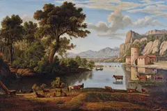 John Glover, Mill on the Tiber (After Claude) c1840, c1840, oil on canvas