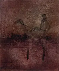 Burke on Camel 1963 by Sidney Nolan, 1963, oil on paper, sold Mar 2024