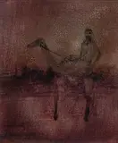Burke on Camel 1963 by Sidney Nolan, 1963, oil on paper, sold Mar 2024