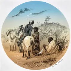 S. T. Gill, Mounted Policemen, ink, pencil, watercolour and bodycolour on paper