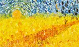 John Perceval, Scarecrow in Wheatfield Watching the Sun Going Down 1988