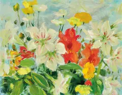 Les Amaryllis by Le Pho, oil on canvas, sold Mar 2024