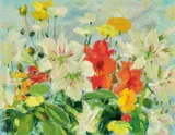 Le Pho, Les Amaryllis, oil on canvas