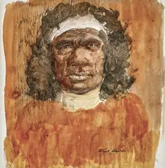 Head of a Woman 1979 by Russell Drysdale, 1979, ink and watercolour on paper, sold Mar 2024