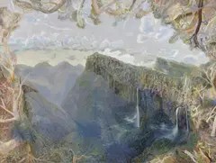 William Robinson, Springbrook Cliffs with Waterfalls 1997, 1997, oil on canvas