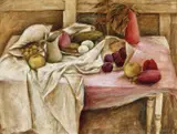 Margaret Olley, Still Life with Pink Paper and Plums 1948