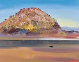 Arthur Boyd, Riversdale Hill with Single Blackbird, oil on board
