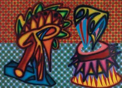 Stapelia-Peduncle (also known as Neocummgii) 1985 by Howard Arkley, 1985, synthetic polymer paint on paper, sold Nov 2023
