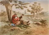 S. T. Gill, Watching by Proxy, watercolour and gum arabic on paper