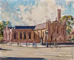 Dora Wilson, St Francis's Old Cathedral c1944, c1944, oil on canvas on board