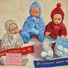 Lucy Culliton, Dressed Doll, Knitting 2006, 2006, oil on board