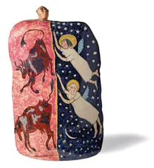 Angels and Devils 1993 by William Robinson, 1993, hand painted and glazed stoneware, sold Nov 2023