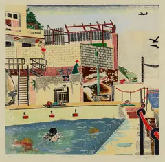 Cressida Campbell, Bondi Baths 1984, 1984, woodblock print