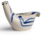 Pablo Picasso, Sujet Colombe 1959, 1959, white earthenware ceramic vessel, partially engraved, with coloured engobe and glaze; ceramic, Madoura edition