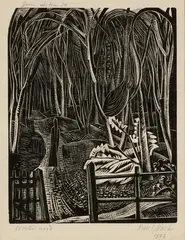 Winter Wood 1922 by Paul Nash, 1922, woodcut, sold Aug 2023