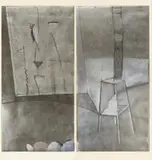 George Baldessin, Occasional Images from a City Chamber (Nos. 9 and 10) 1975, 1975, etching and aquatint on silver foil