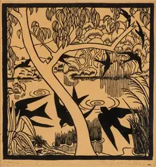 Vera Blackburn, Swallows 1936, 1936, linocut