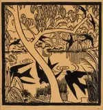 Vera Blackburn, Swallows 1936, 1936, linocut