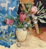 Criss Canning, Protea c1984, c1984, oil on canvas on board