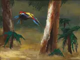 Albert Tucker, Crimson Rosella c1974, c1974, oil on board