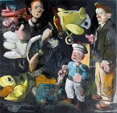 McLean Edwards, Green Plane 2002, 2002, oil and collage on board