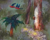 Albert Tucker, Birds in Flight 1974, 1974, oil on board