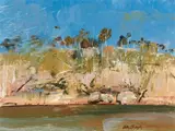 Arthur Boyd, Blue Sky, Shoalhaven, oil on board