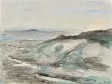 Lloyd Rees, The Slopes of Mt Saddleback II 1972, 1972, charcoal and watercolour on paper