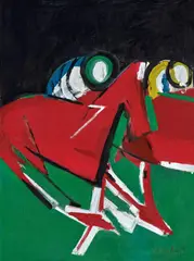 Guy Grey-Smith, Horse and Jockey 1970, 1970, oil on canvas on board