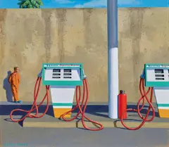 Jeffrey Smart, Study for The Petrol Station 1975, 1975, oil on canvas on board