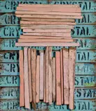Rosalie Gascoigne, Pink on Blue 1982-83, 1982-83, sawn/split softdrink crates on plywood