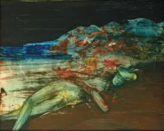 Dead Soldier on the Shores of Gallipoli c1960 by Sidney Nolan, c1960, polyvinyl acetate on board, sold Mar 2023