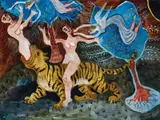Donald Friend, Tiger Fantasy, gouache, ink and pencil on board