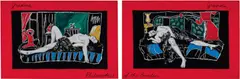 Julie Rrap, Gradiva/Gravida - Philosophies of the Boudoir 1985-86, 1985-86, photo-emulsion on canvas, synthetic polymer paint, oil and pencil on board (diptych)