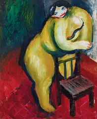 Joy Hester, Nude Leaning on a Chair c1943, c1943, oil on paper