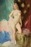 Norman Lindsay, Nude and Drapery 1956