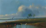 Henry Burn, Sandridge from the Lagoon c1870, c1870, oil on board