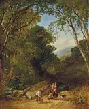 Henry John Boddington, A Wooded Landscape with Children Filling a Pail in the Foreground 1848, 1848, oil on canvas