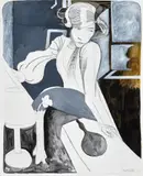 Enchanted Colette 1976 by Charles Blackman, 1976, oil and charcoal on canvas, sold Mar 2023
