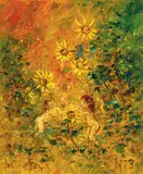 David Boyd, Children in the Sunflower Garden, South of France 1973, 1973, oil on canvas