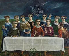 Yosl Bergner, The Last Supper 1982, 1982, oil on linen