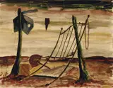 Still Life in a Landscape 1941 by Russell Drysdale, 1941, ink, watercolour and gouache on paper, offered Nov 2022