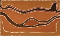 Rover Thomas, Lally Creek, Texas Downs 1991, 1991, natural earth pigments on canvas