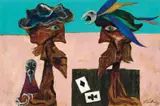 Albert Tucker, The Gamblers 1973, 1973, oil and polyvinyl acetate on board