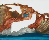 Collage Rock 1955-56 by Sidney Nolan, 1955-56, oil and collage on paper, sold Nov 2022