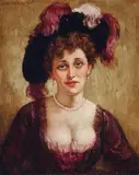 Norman Lindsay, Eleanor with Hat, oil on canvas on board