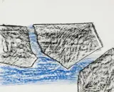 Sea and Shapes 1958 by Sidney Nolan, 1958, crayon on paper, sold Nov 2022