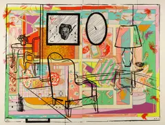 Howard Arkley And Juan Davila, Interior with Built-in Bar 1991-92, 1991-92, screenprint (diptych)